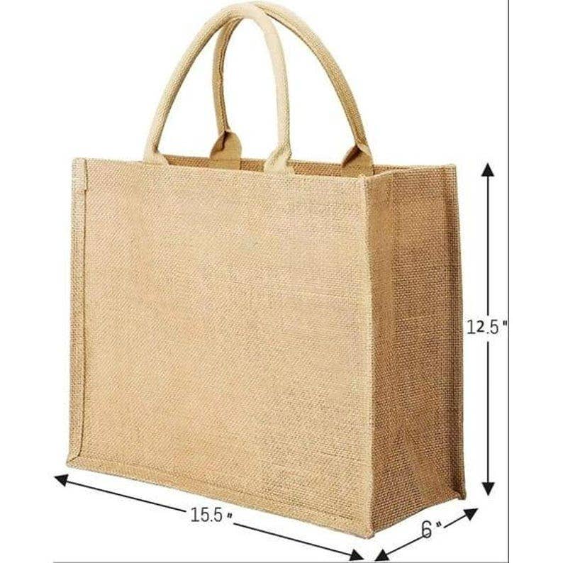 Customized Large Burlap Tote Bag with Your Logo Text Design - Trouvaille Imports