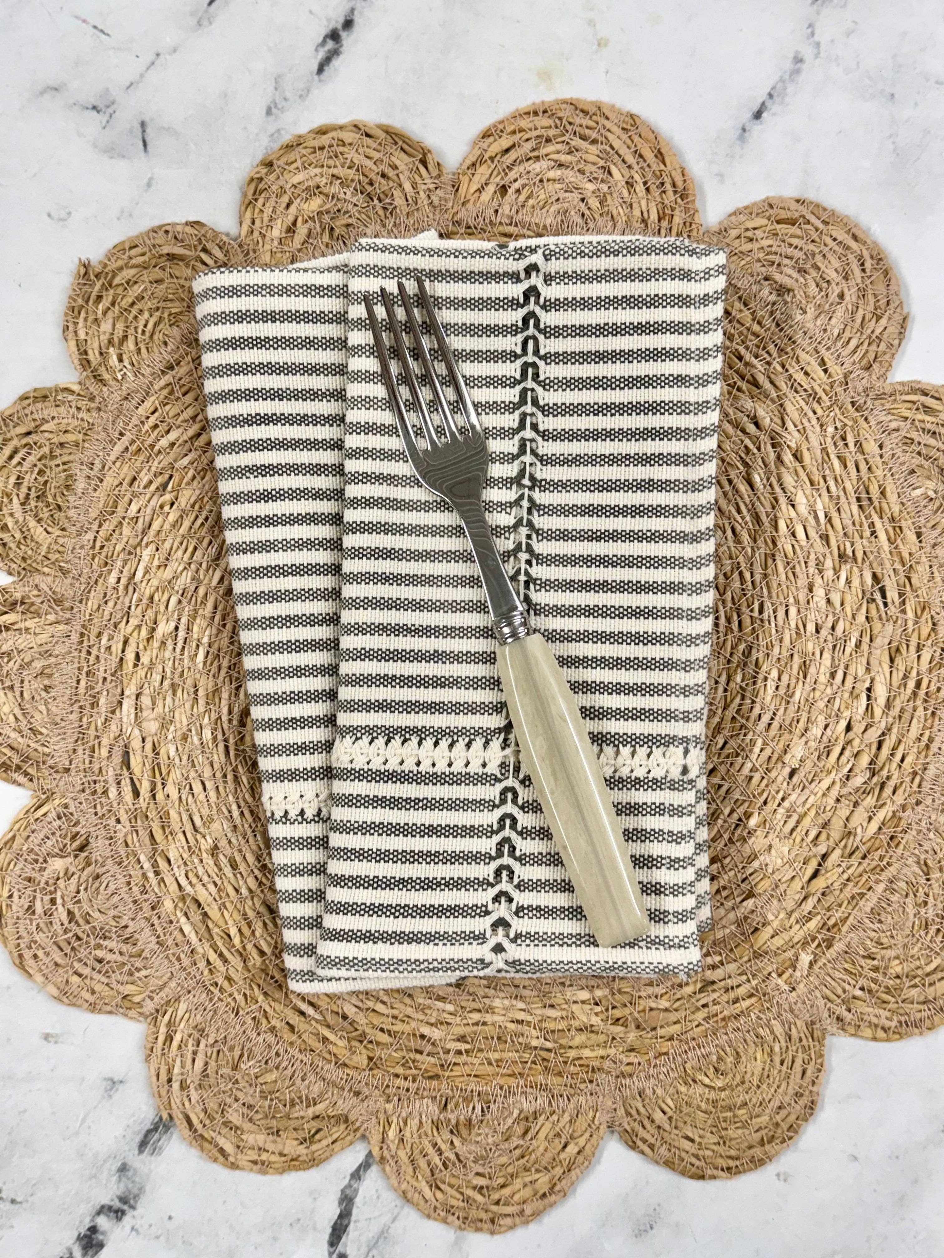 Hand-stitched Napkin, Striped S/2 - Trouvaille Imports