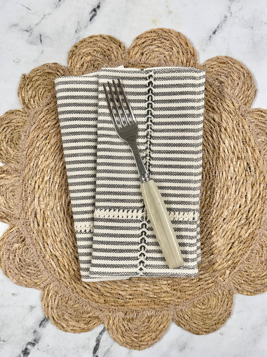 Hand-stitched Napkin, Striped S/2 - Trouvaille Imports