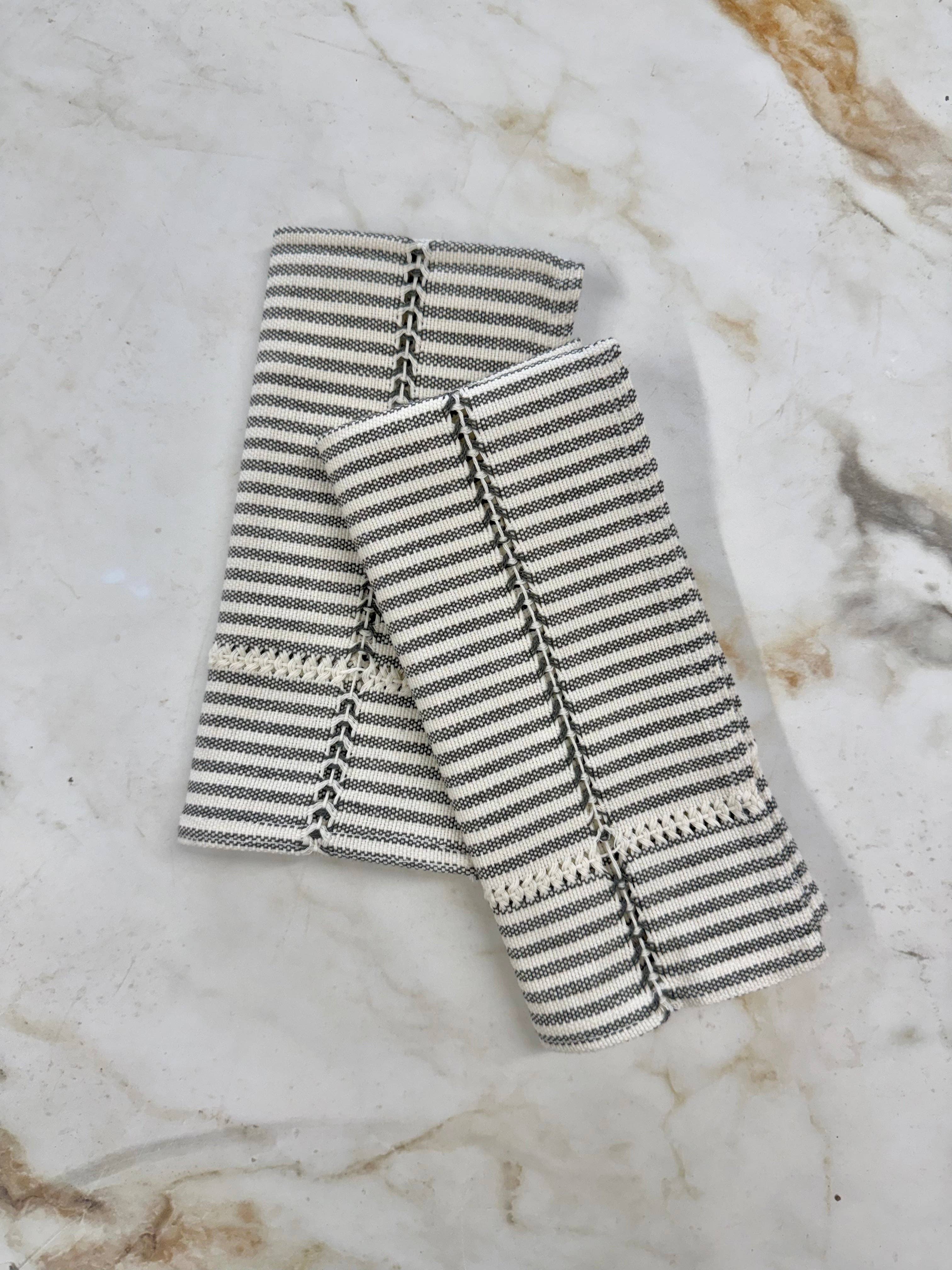 Hand-stitched Napkin, Striped S/2 - Trouvaille Imports
