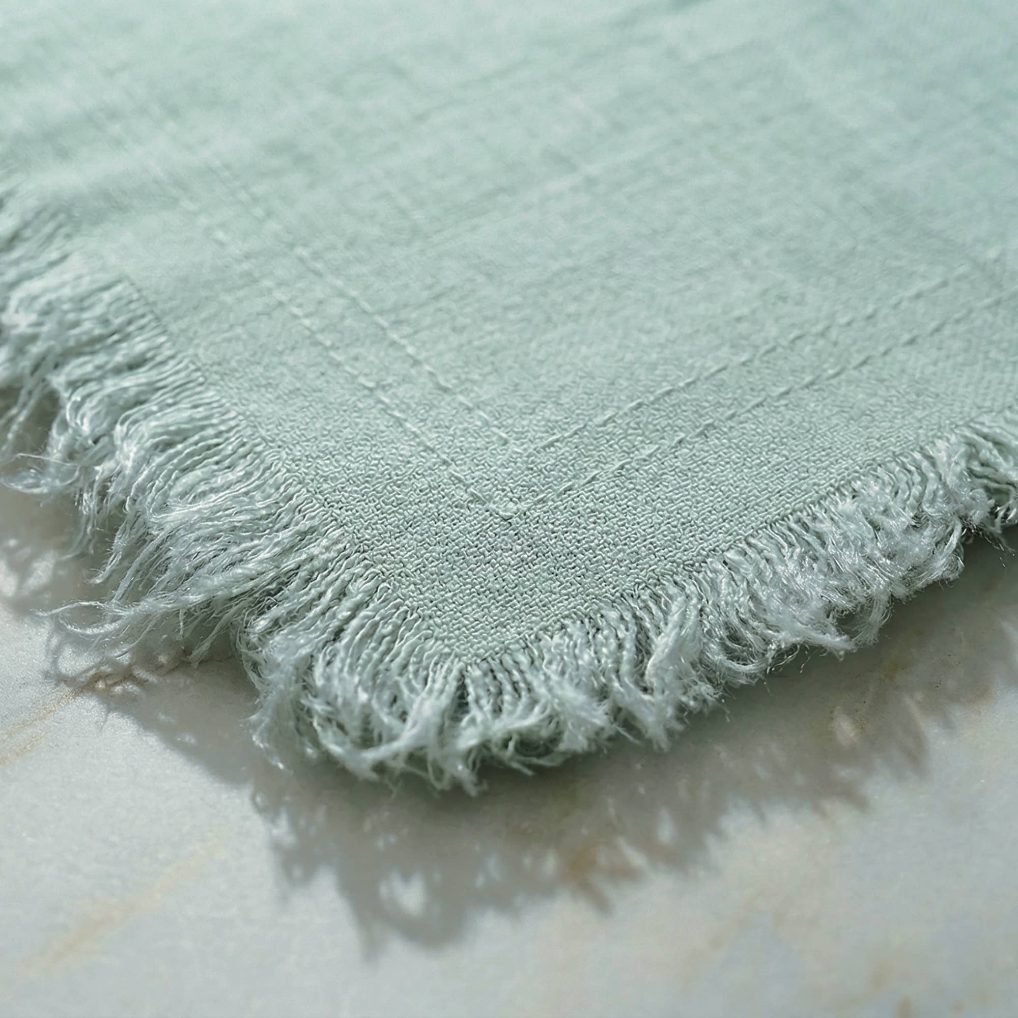 Fringed Raw Edge Pure French Linen Napkins Set of 4 -Sage - Trouvaille Imports