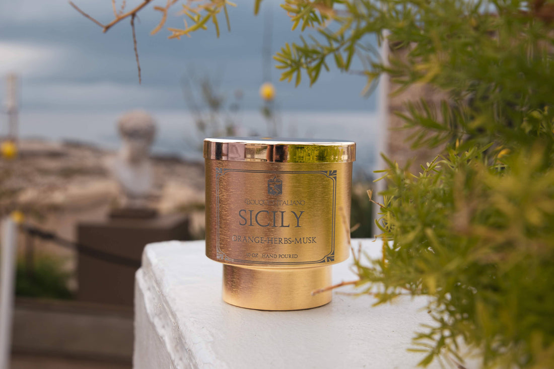Sicily Luxury Scented Candle – Citrus & Mediterranean Herbs - Trouvaille Imports