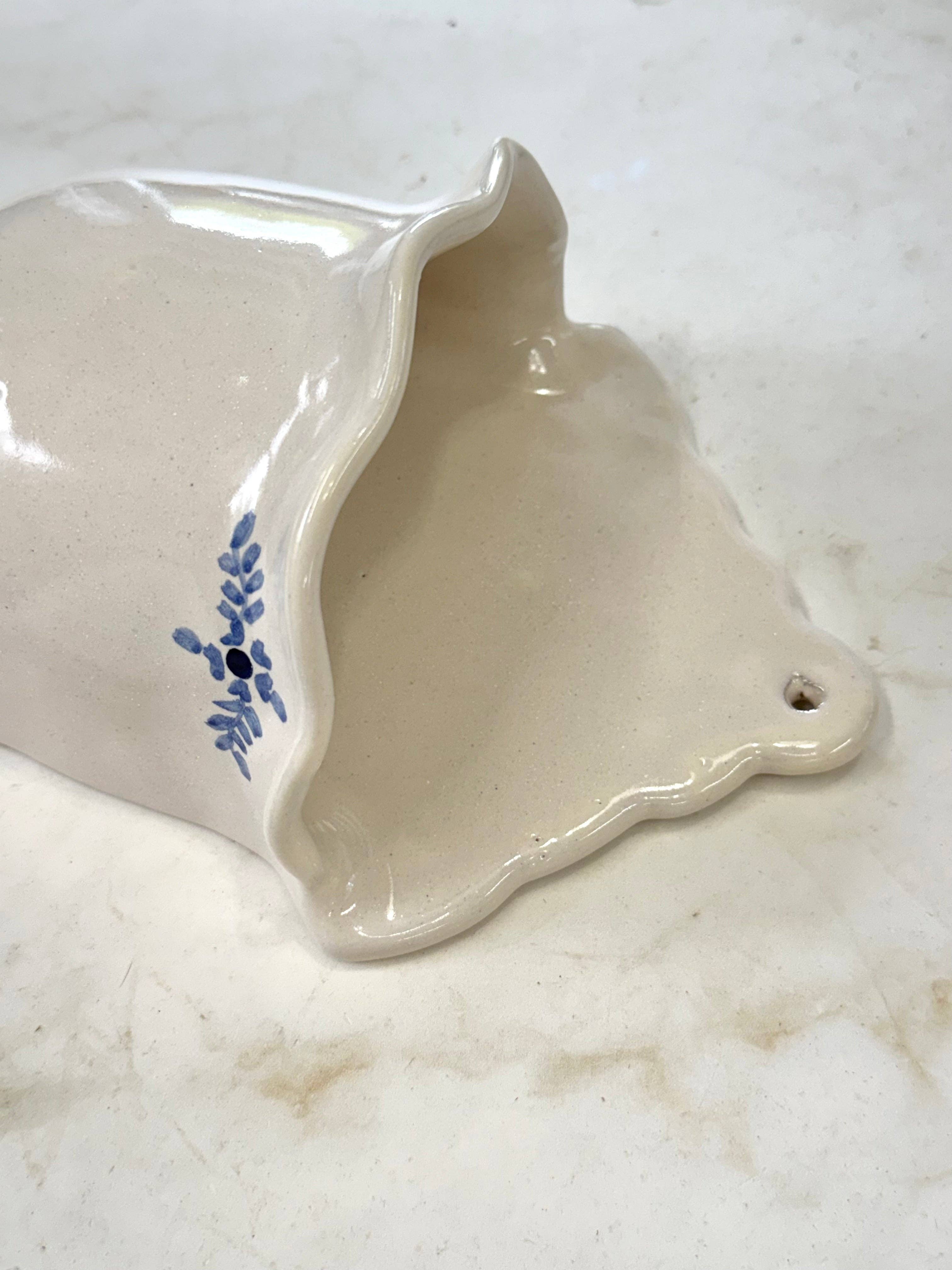 Hand-painted Margot Wall Vase, Blue - Trouvaille Imports