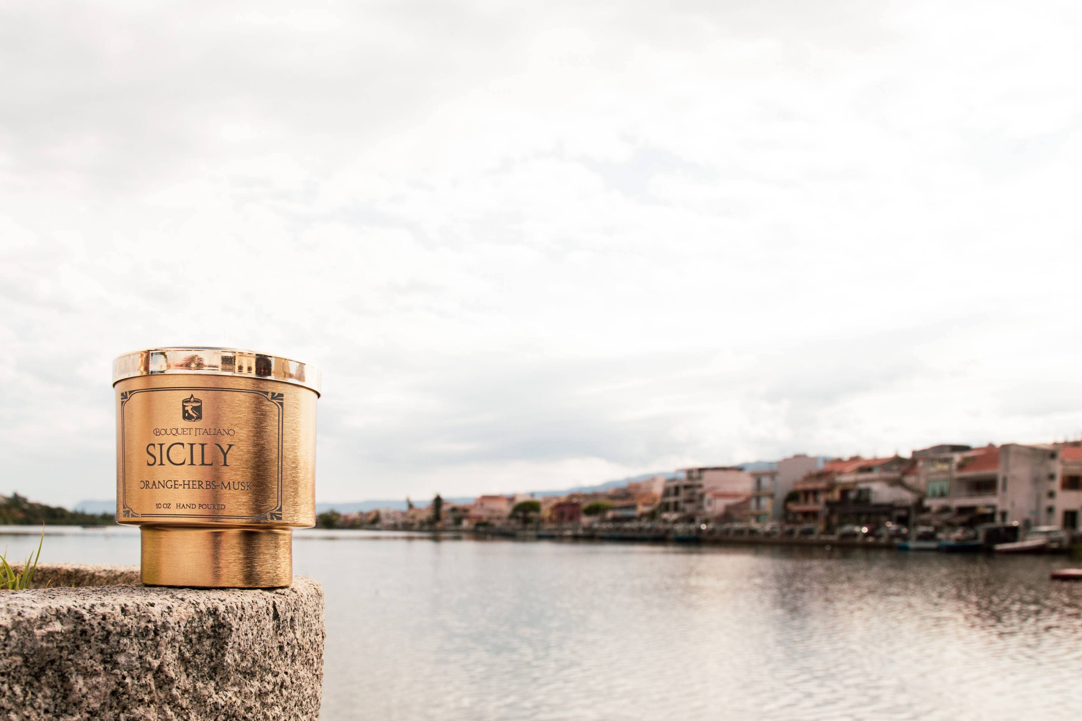 Sicily Luxury Scented Candle – Citrus & Mediterranean Herbs - Trouvaille Imports