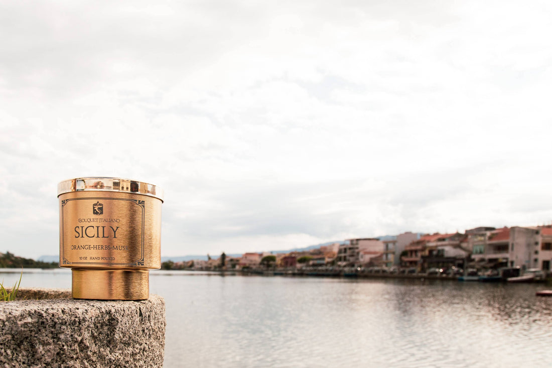 Sicily Luxury Scented Candle – Citrus & Mediterranean Herbs - Trouvaille Imports