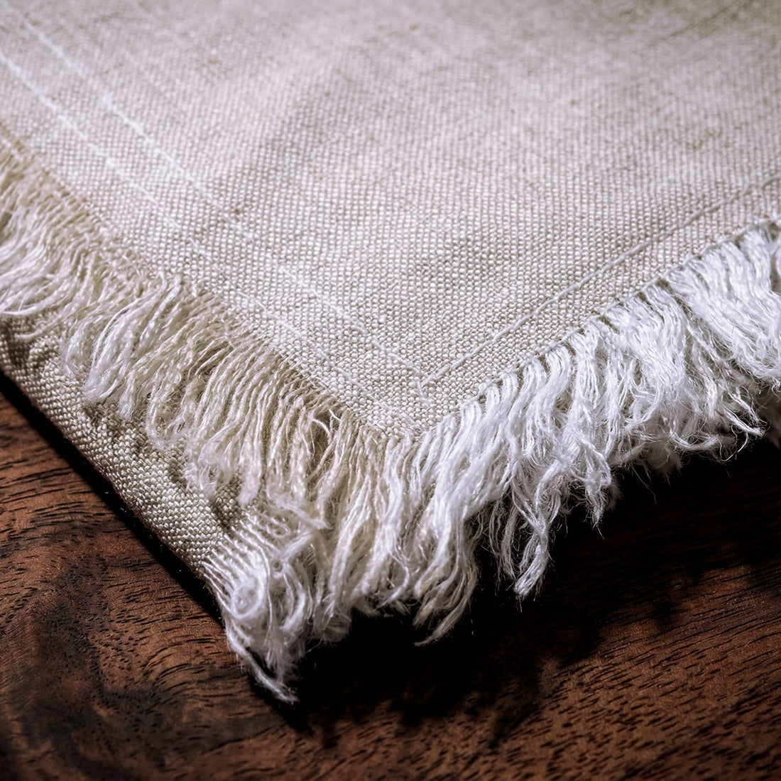 Fringed Raw Edge Pure French Linen Napkins Set of 4 -Natural - Trouvaille Imports