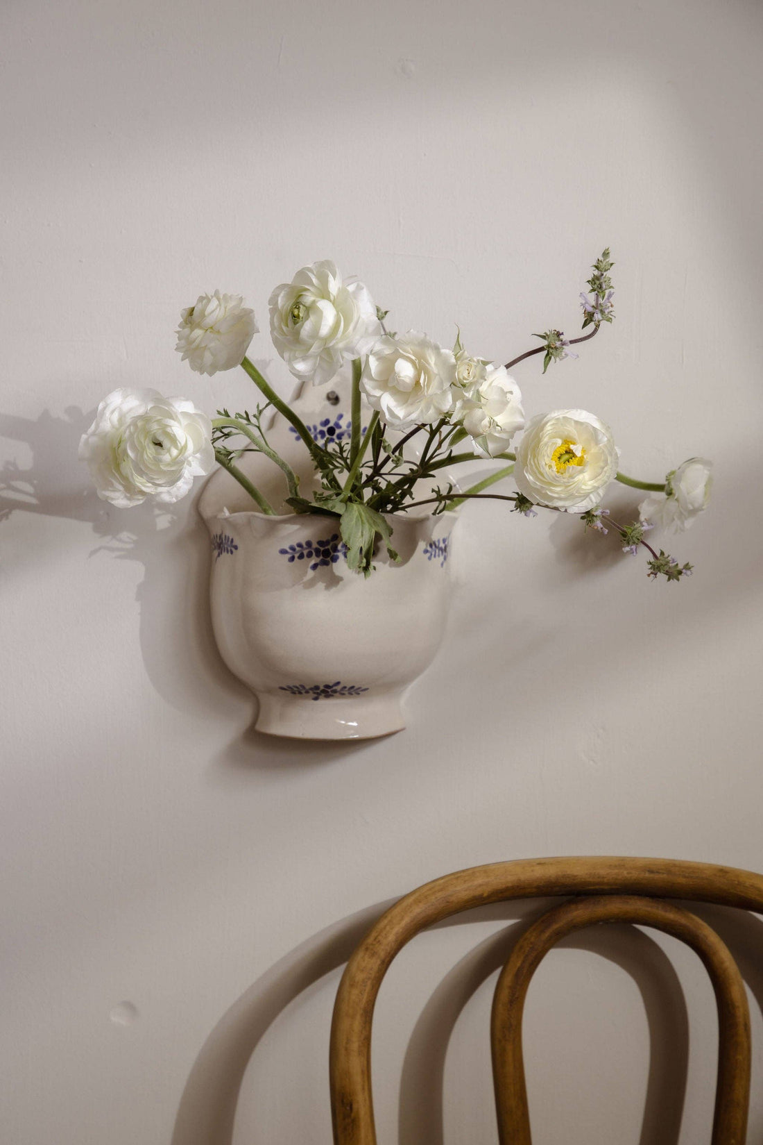 Hand-painted Margot Wall Vase, Blue - Trouvaille Imports