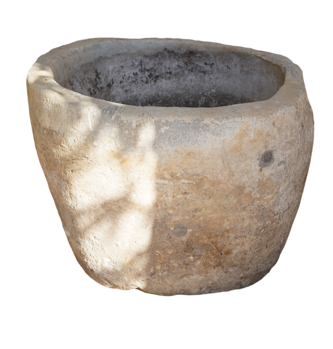 Vintage Limestone Round Planter - 23" H x 30" W - Trouvaille Imports