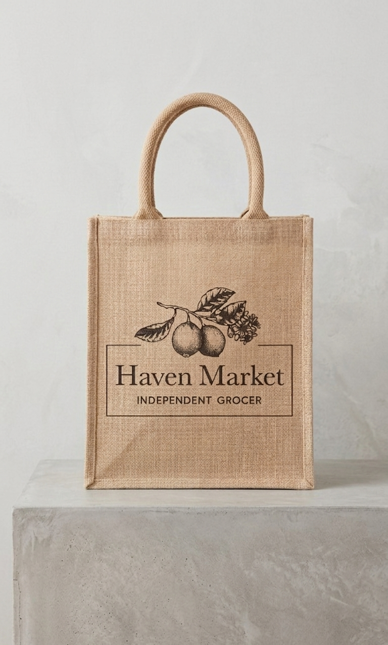 Customizable Quality Burlap Tote Bag - H 11" x W 9" x D 4" - Trouvaille Imports
