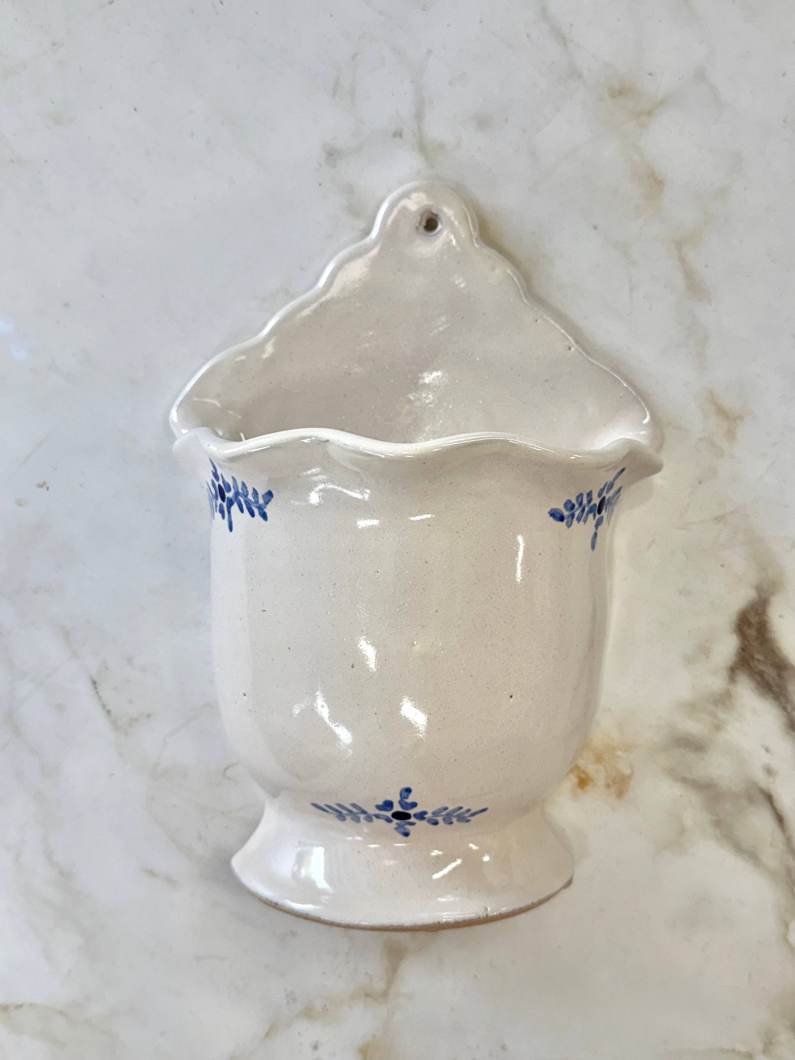 Hand-painted Margot Wall Vase, Blue - Trouvaille Imports