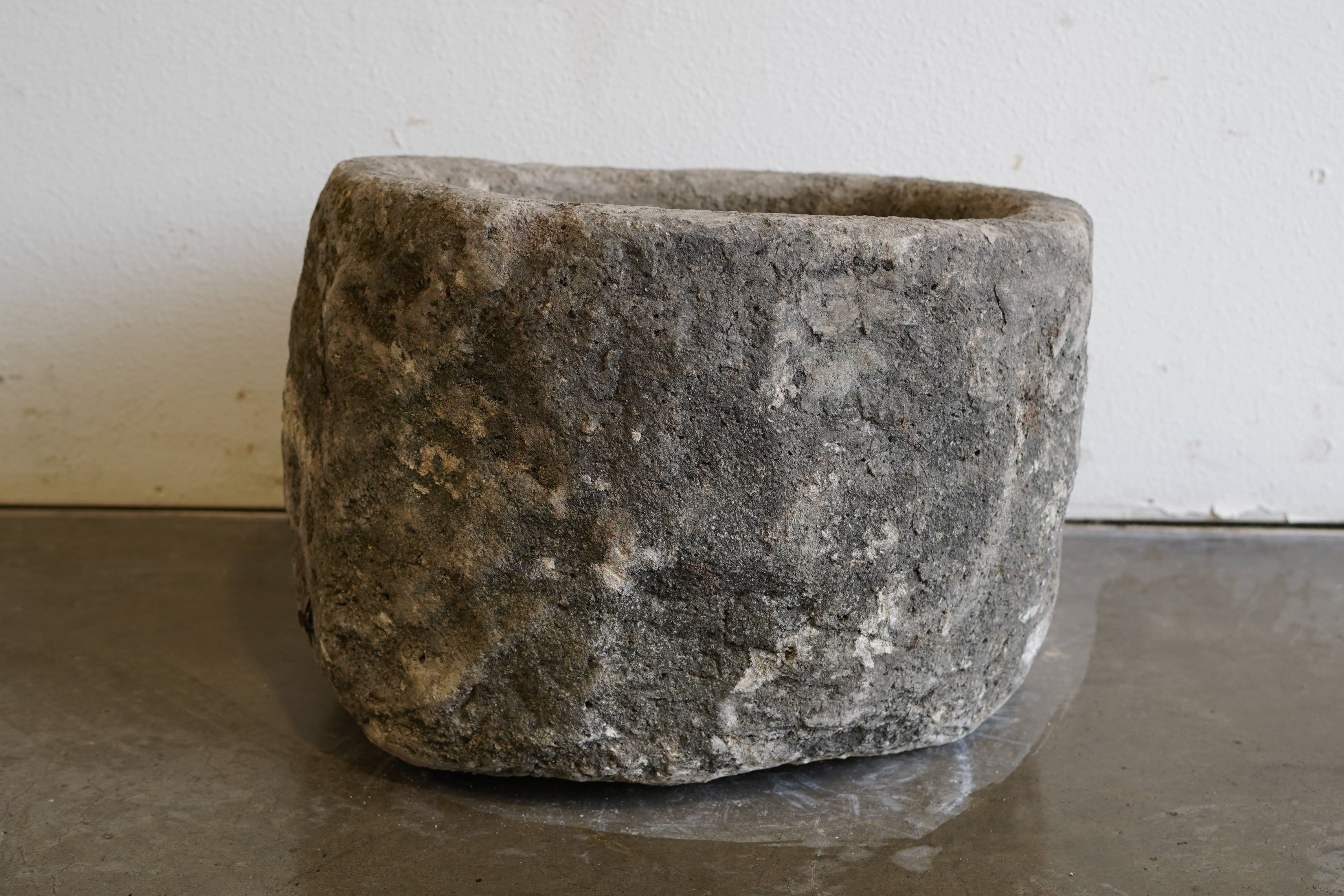 Antique Limestone Planter 
20" D x 16" H