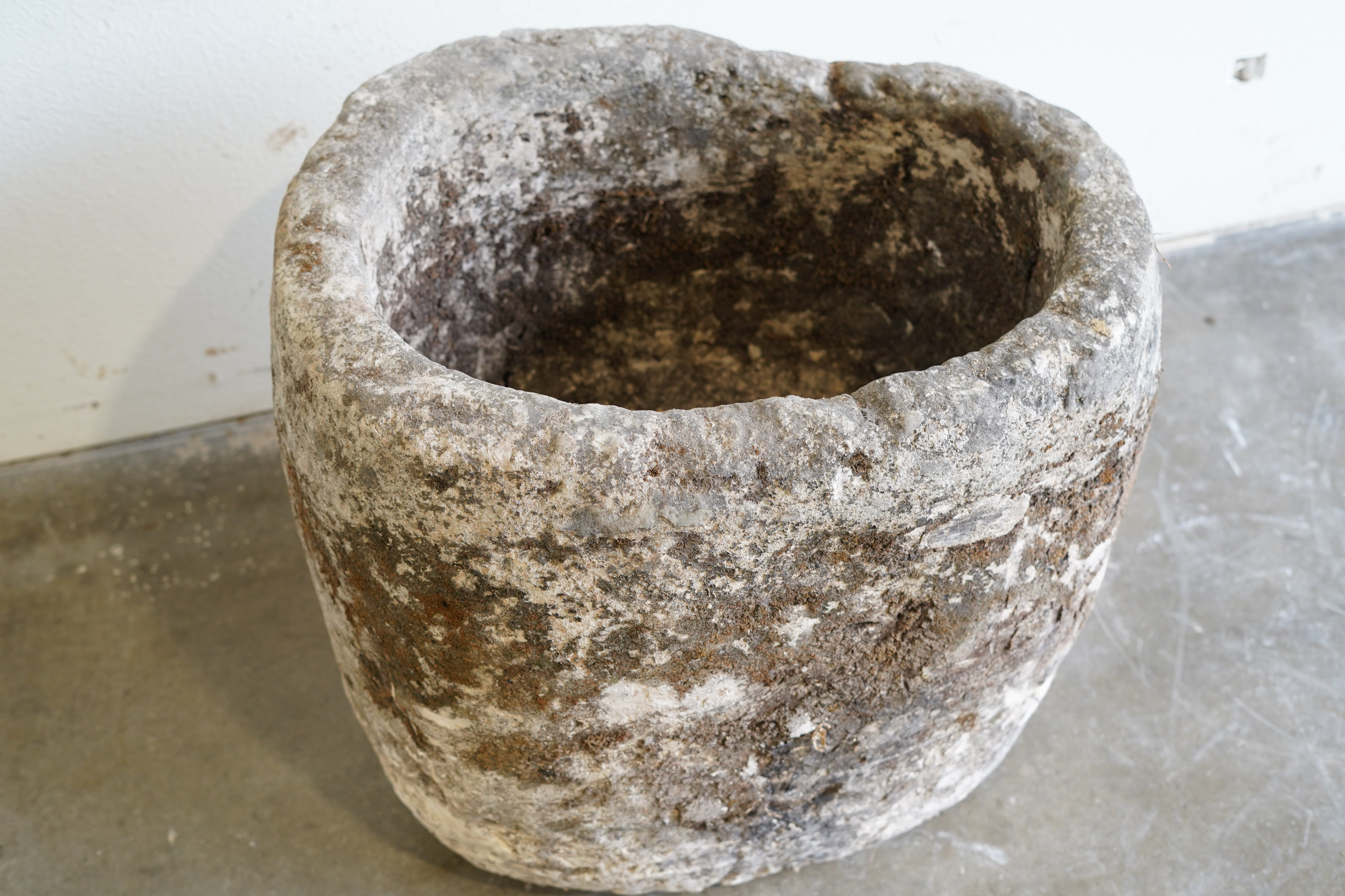 Top down view of antique limestone