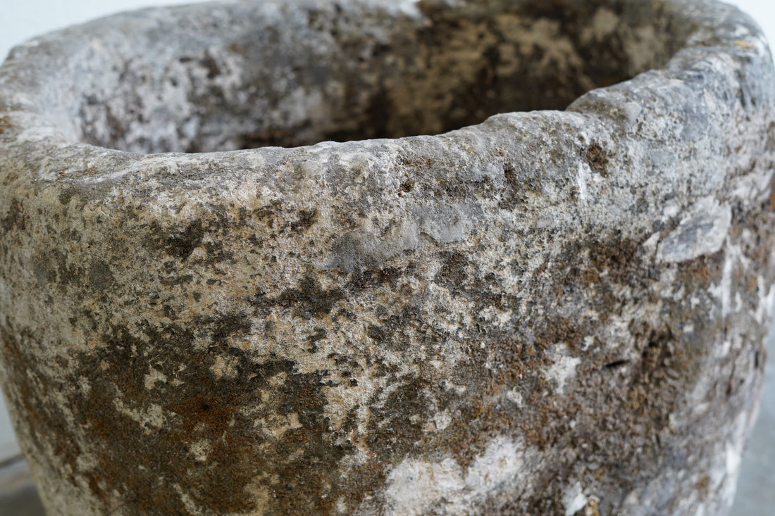 close up view of patina on antique limestone