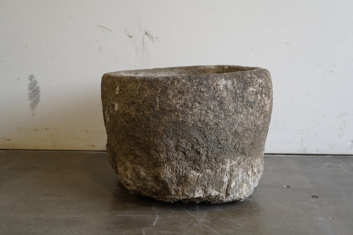 Antique Limestone Planter - 25" D x 19" H