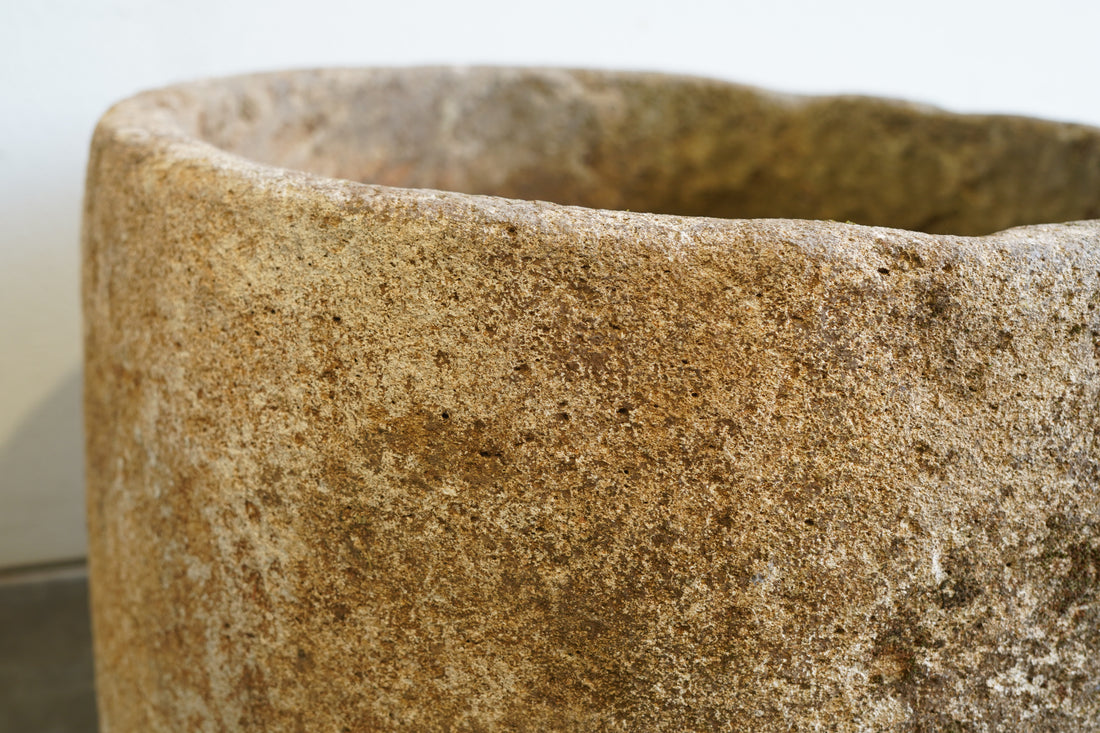 Close up of hand-carved limestone
