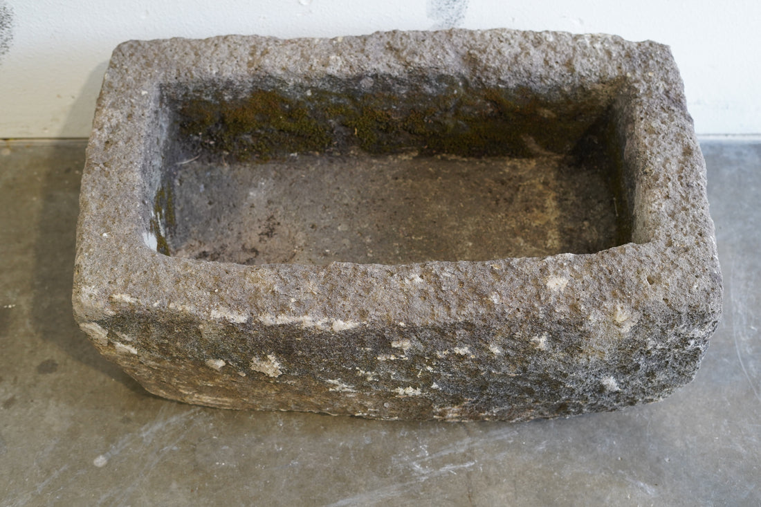 Top down view of Antique Limestone Trough
Hand-carved character and aging on the exterior.