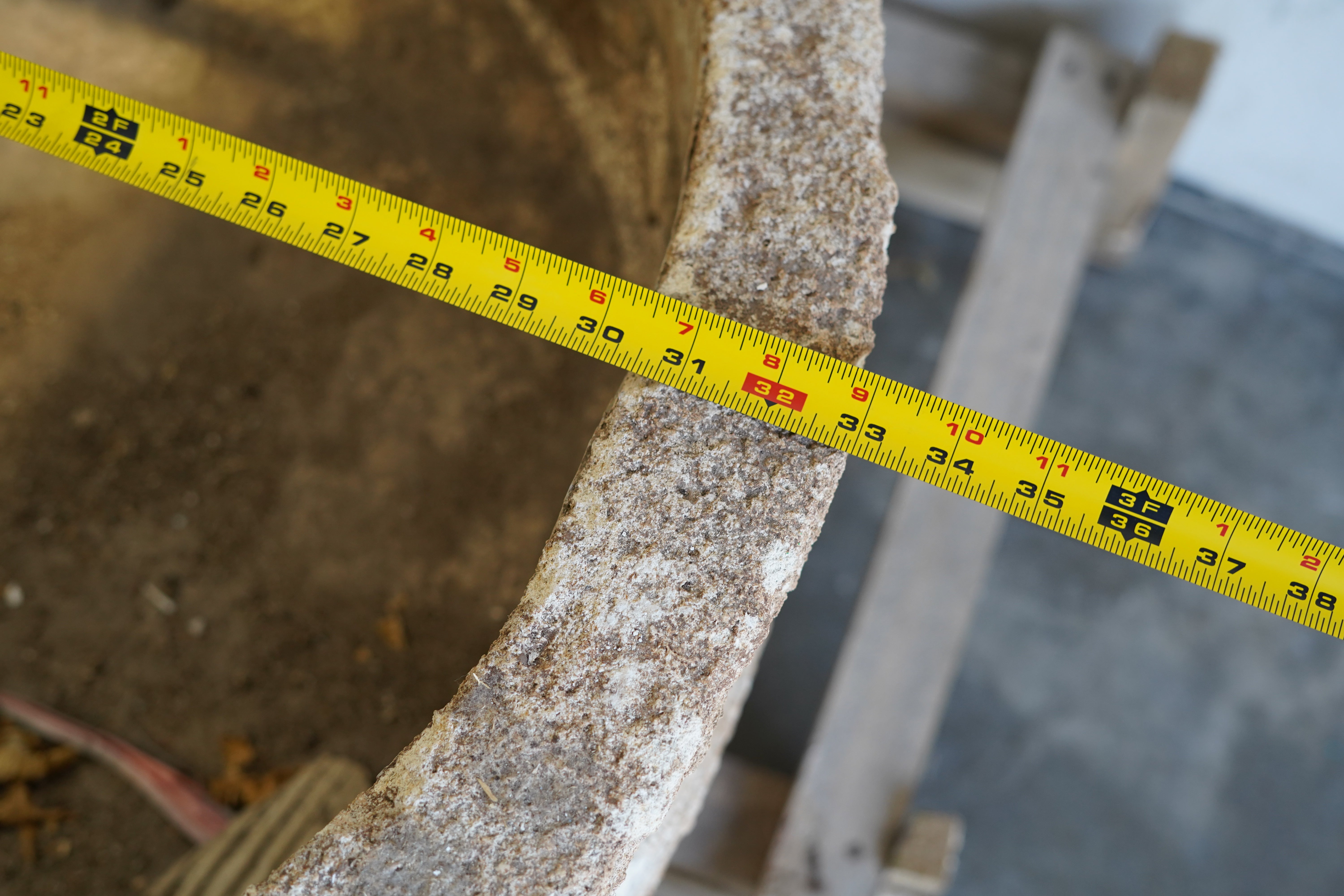 Antique LImestone Planter with hand-carvings on the outside and natural patina