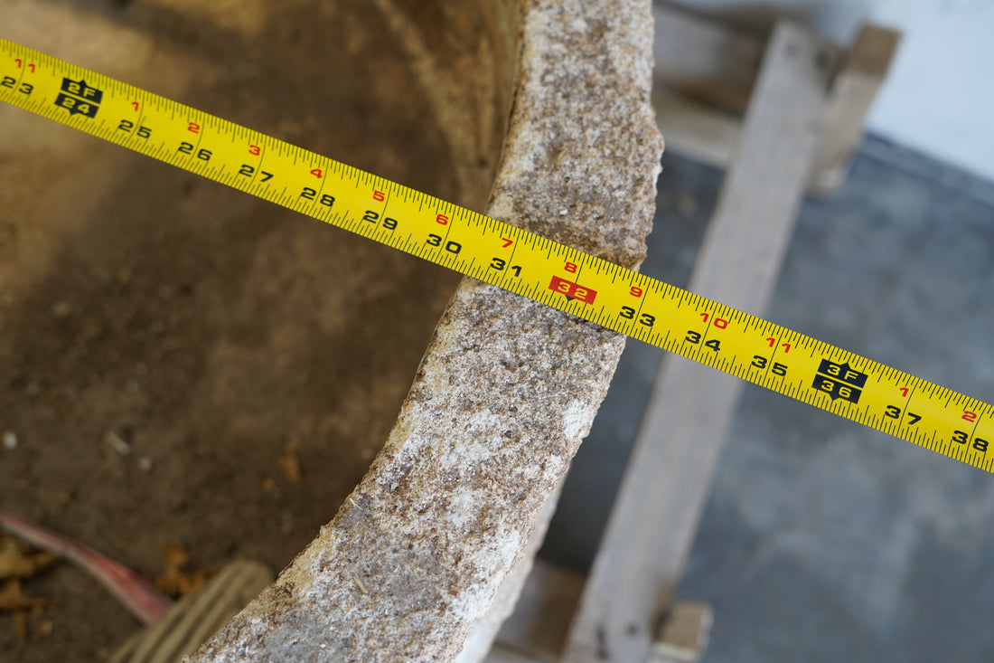 Antique LImestone Planter with hand-carvings on the outside and natural patina