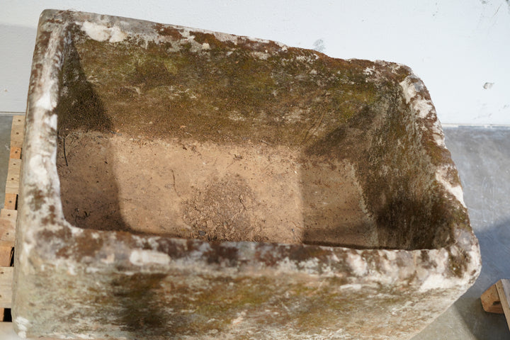 top down view of hand-carved limestone trough