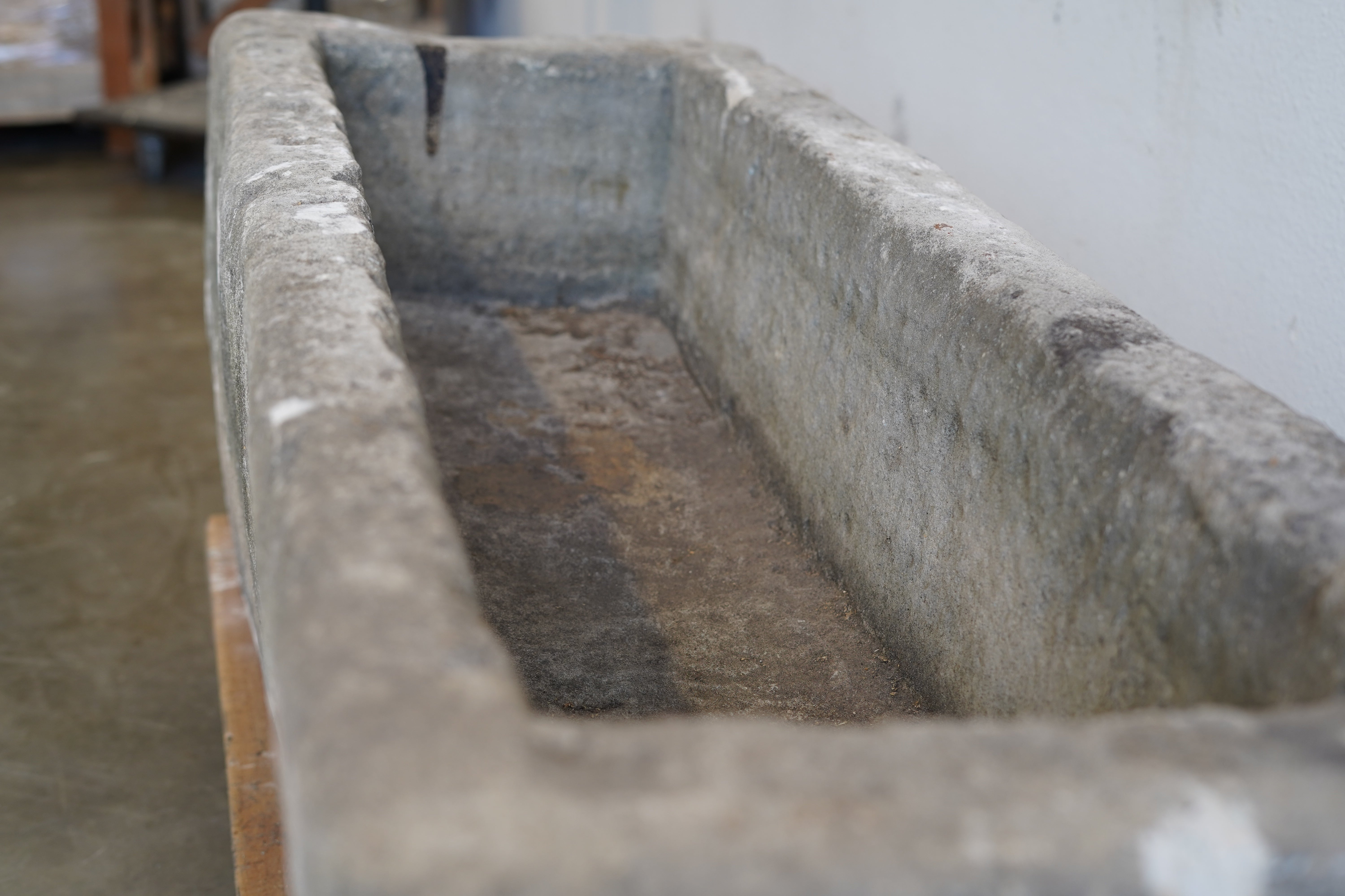 top few of antique limestone trough