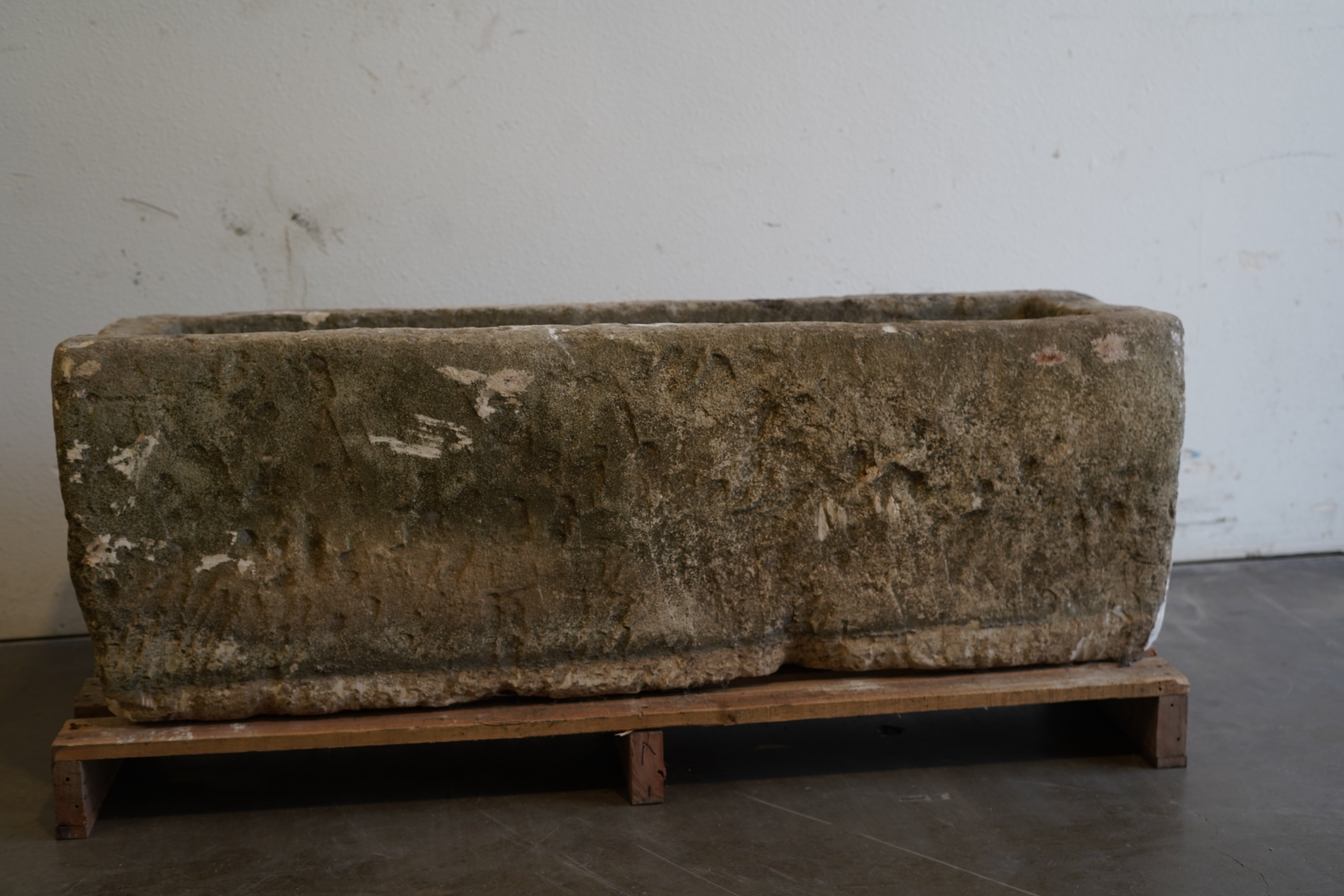 over 4' long limestone trough