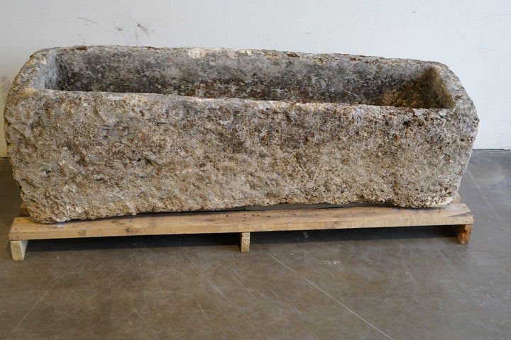 Antique Limestone Trough

RARE, UNIQUE VESSEL
Hand-carved, authentic limestone
63" L x 21" W x 19" H