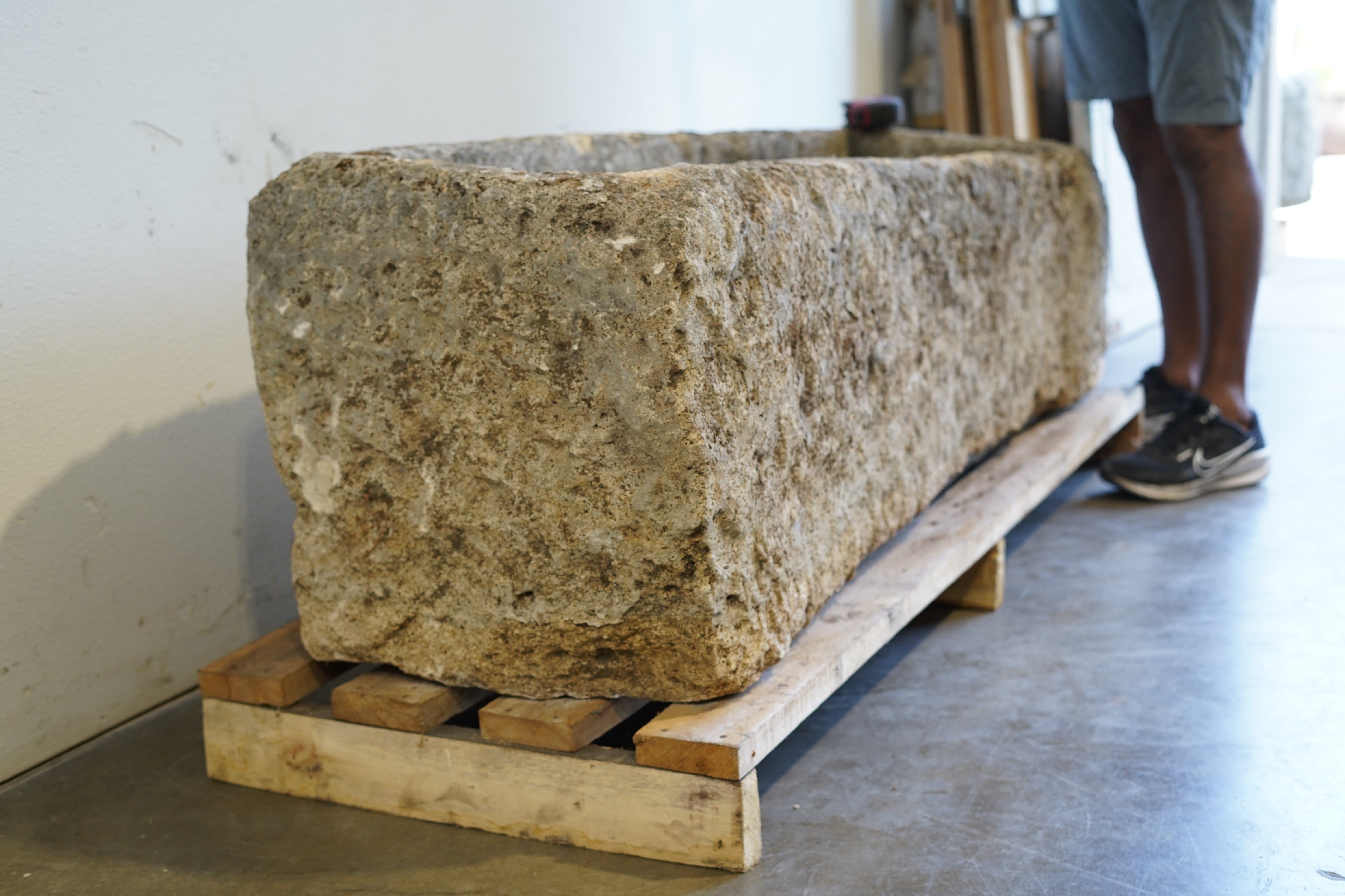 Side view of Antique Limestone Trough

RARE, UNIQUE VESSEL
Hand-carved, authentic limestone
63" L x 21" W x 19" H