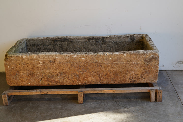 Rectangular Authentic Antique Limestone Trough Planter which can be converted into fountain or fire pit. 66" L x 28" W x 16" H