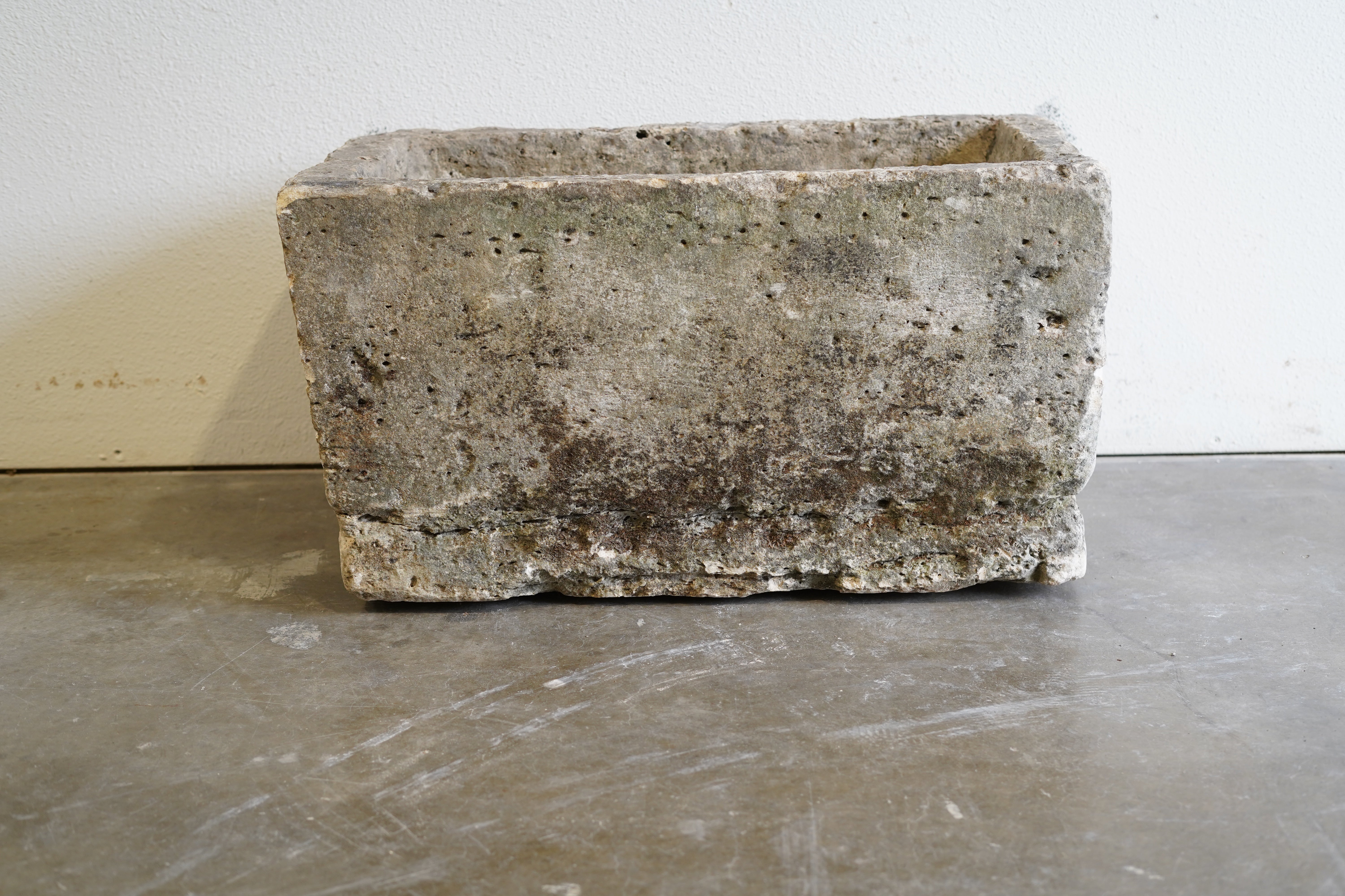 Antique hand-carved, authentic Limestone Trough
Dimensions: 27" L x 15" W x 15" H