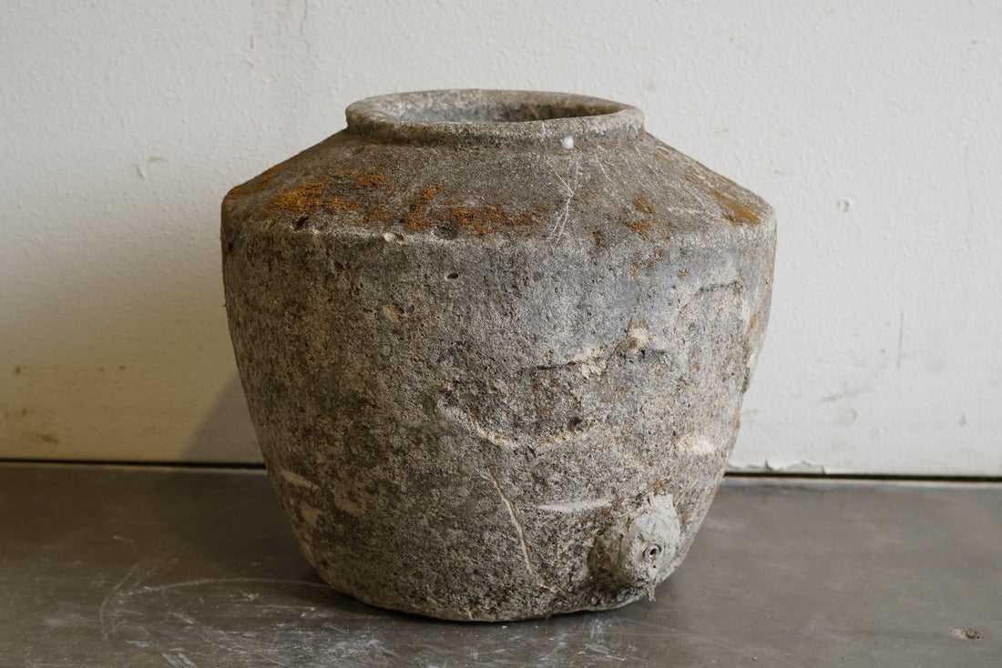 Antique Limestone in Jug Shape

Dimensions: 21" W x 18" H with approx 7" mouth