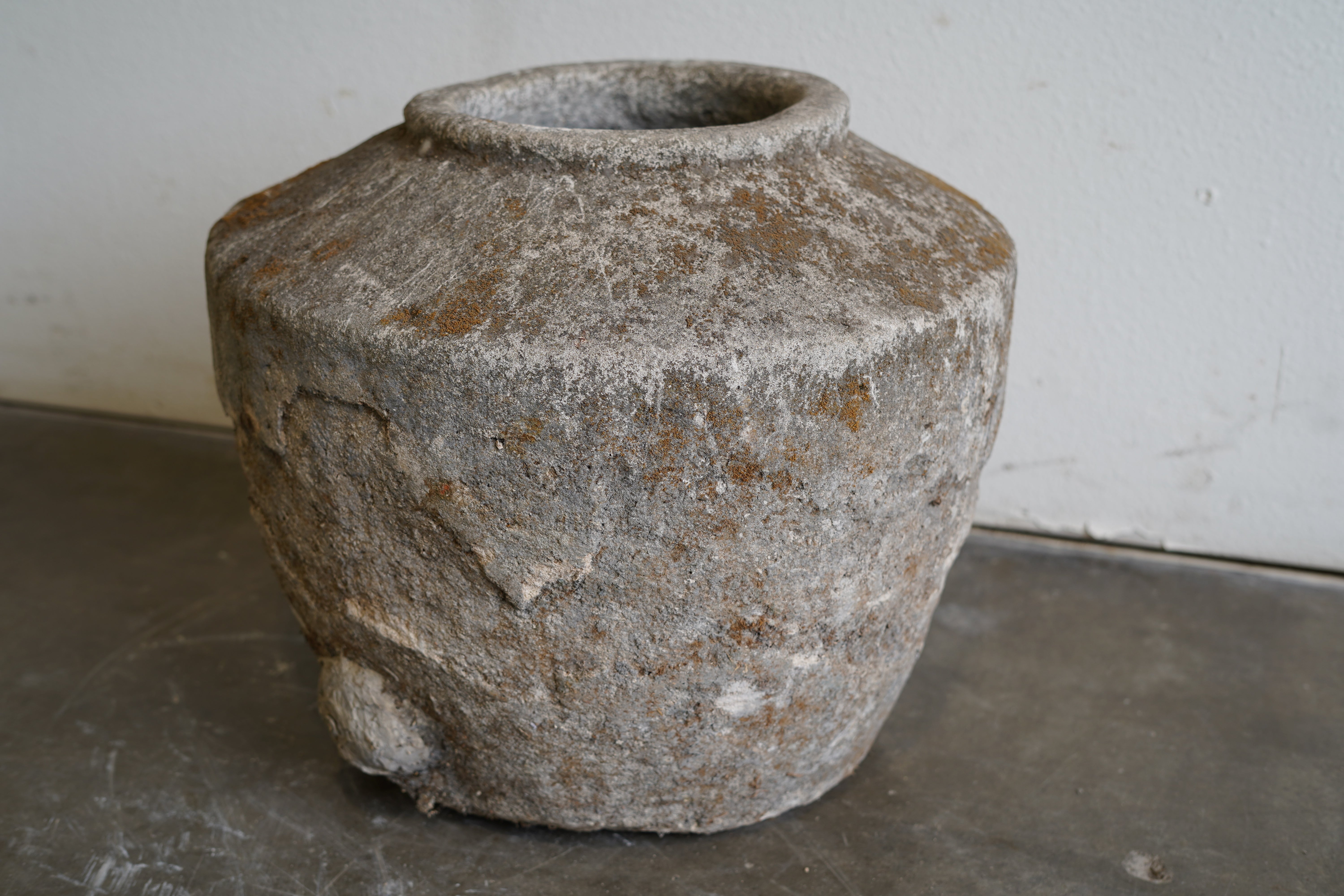 Antique Limestone in Jug Shape with water spout hole.

Dimensions: 21" W x 18" H with approx 7" mouth