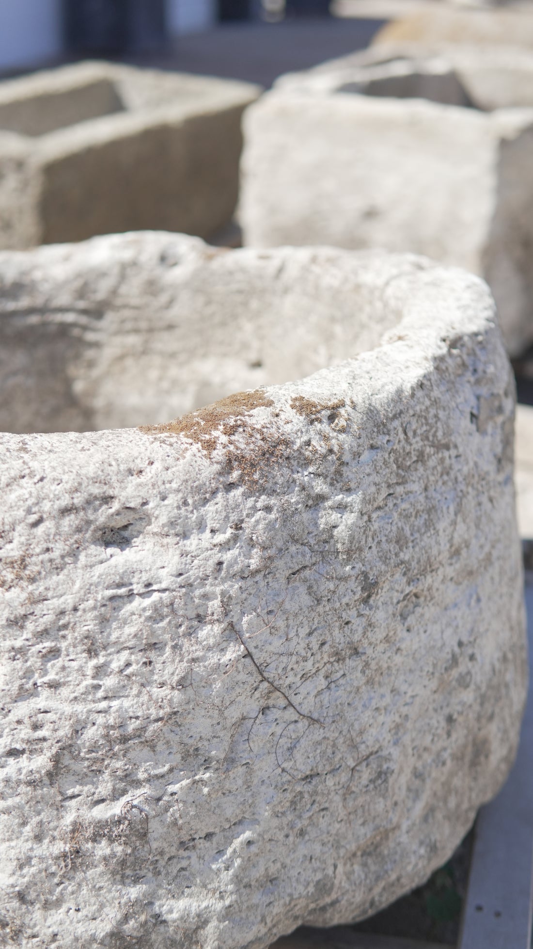 Vintage Limestone Trough (16 Inches Height x 29 Inches Round)