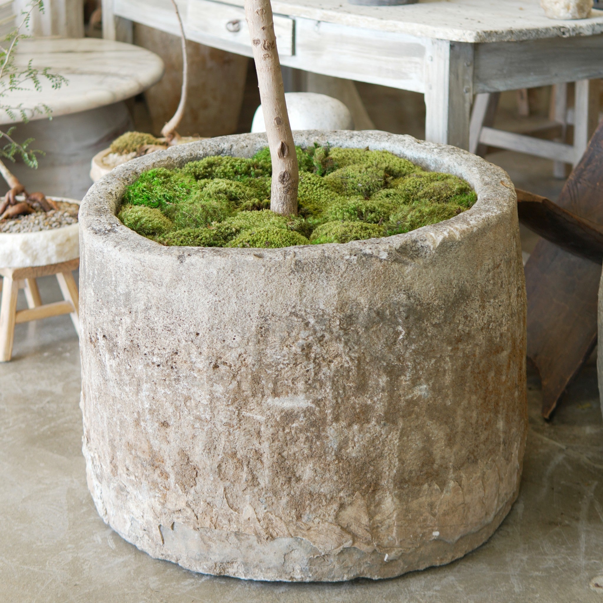 Antique Limestone Planter - Trouvaille Imports