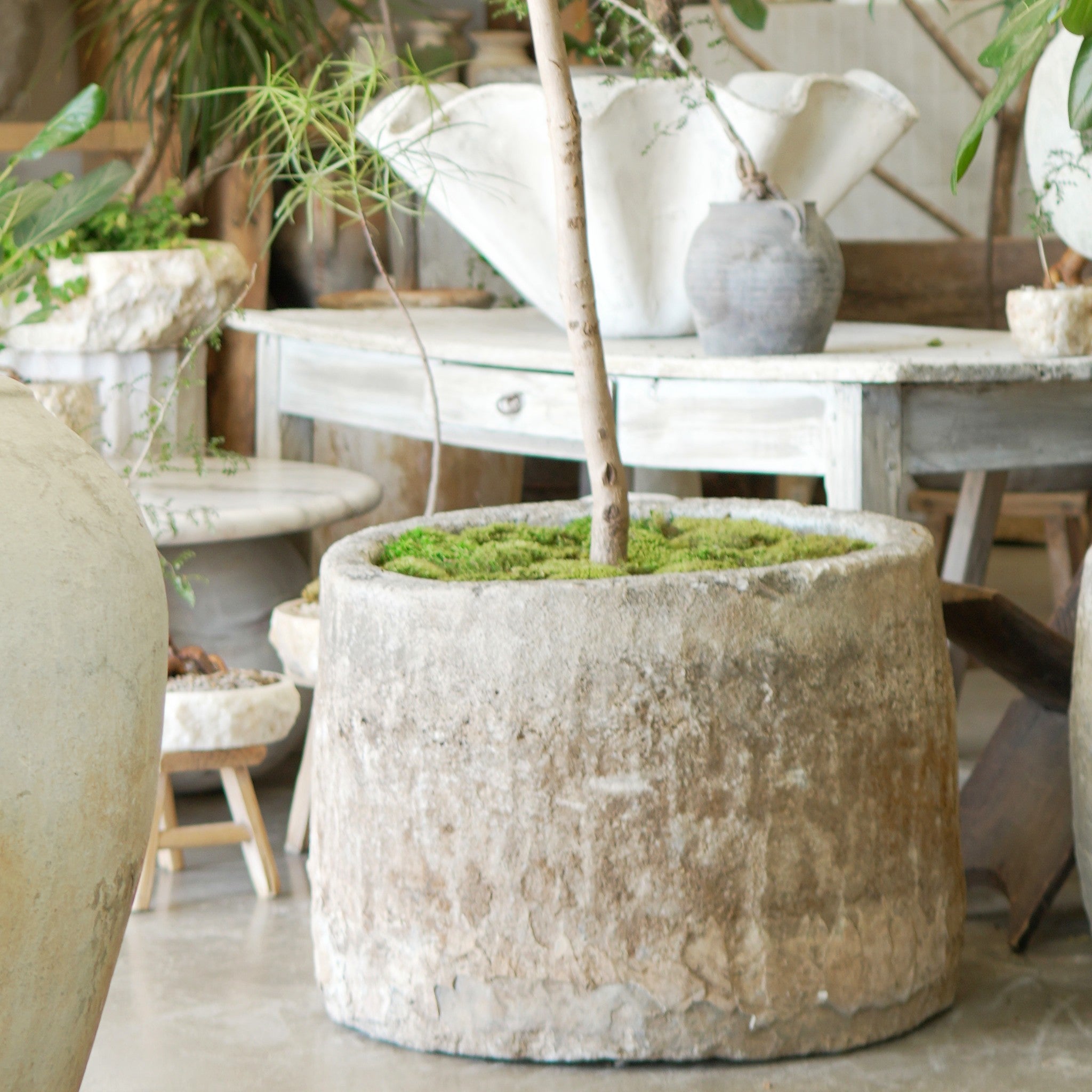 Antique Limestone Planter - Trouvaille Imports