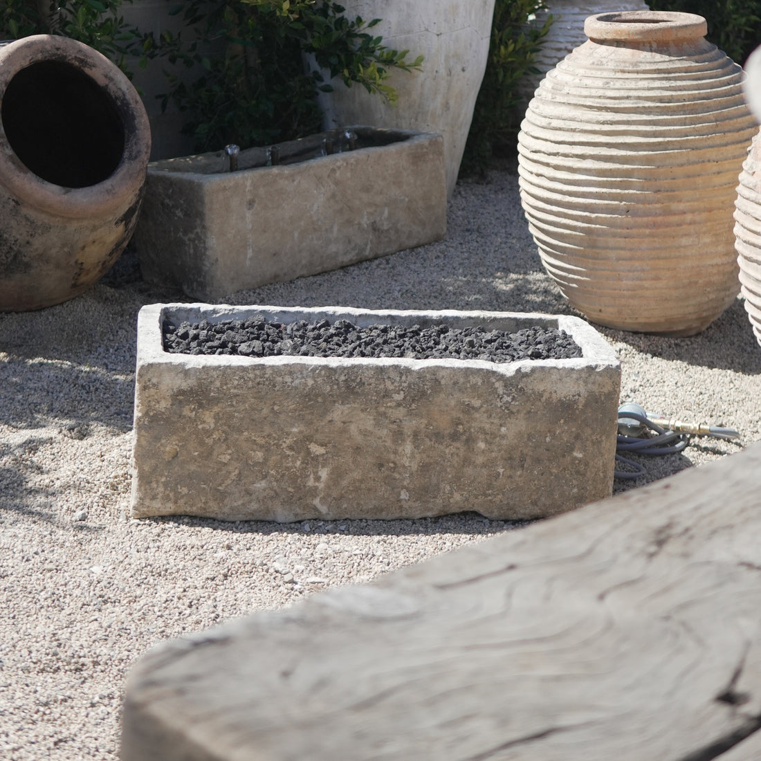 Antique Limestone Rectangular Fire Pit