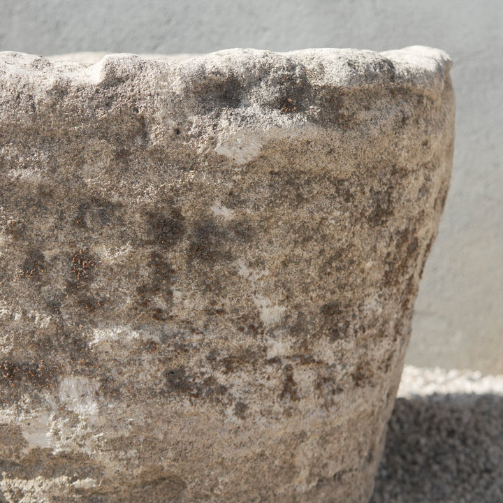 Vintage Limestone Round Trough - 27 Length x 24 Width x 16 Height - Trouvaille Imports
