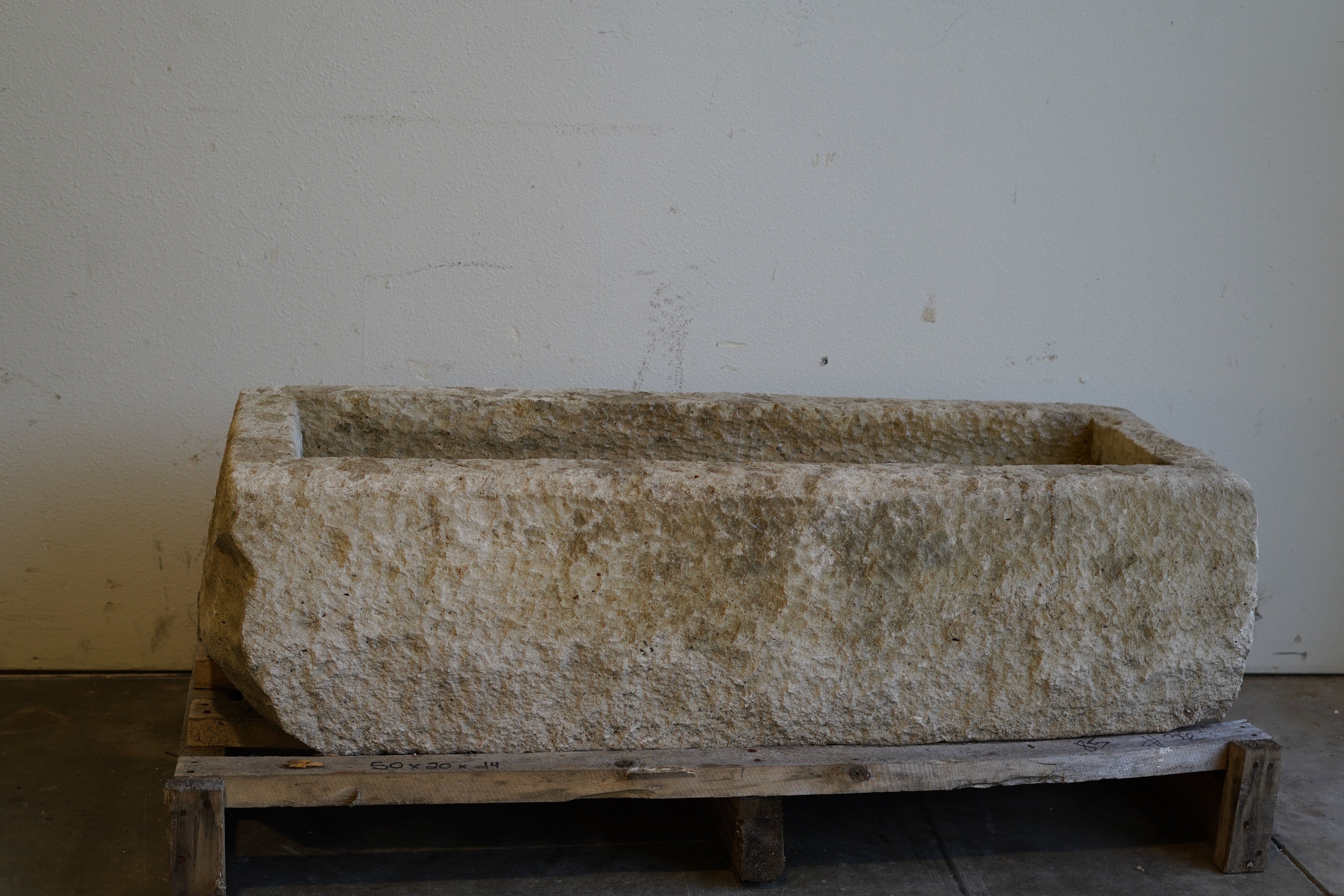 Antique Limestone Trough - 50" L x 20" W x 14" H (SOLD) - Trouvaille Imports