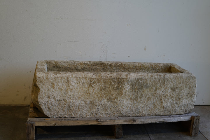 Antique Limestone Trough - 50" L x 20" W x 14" H (SOLD) - Trouvaille Imports