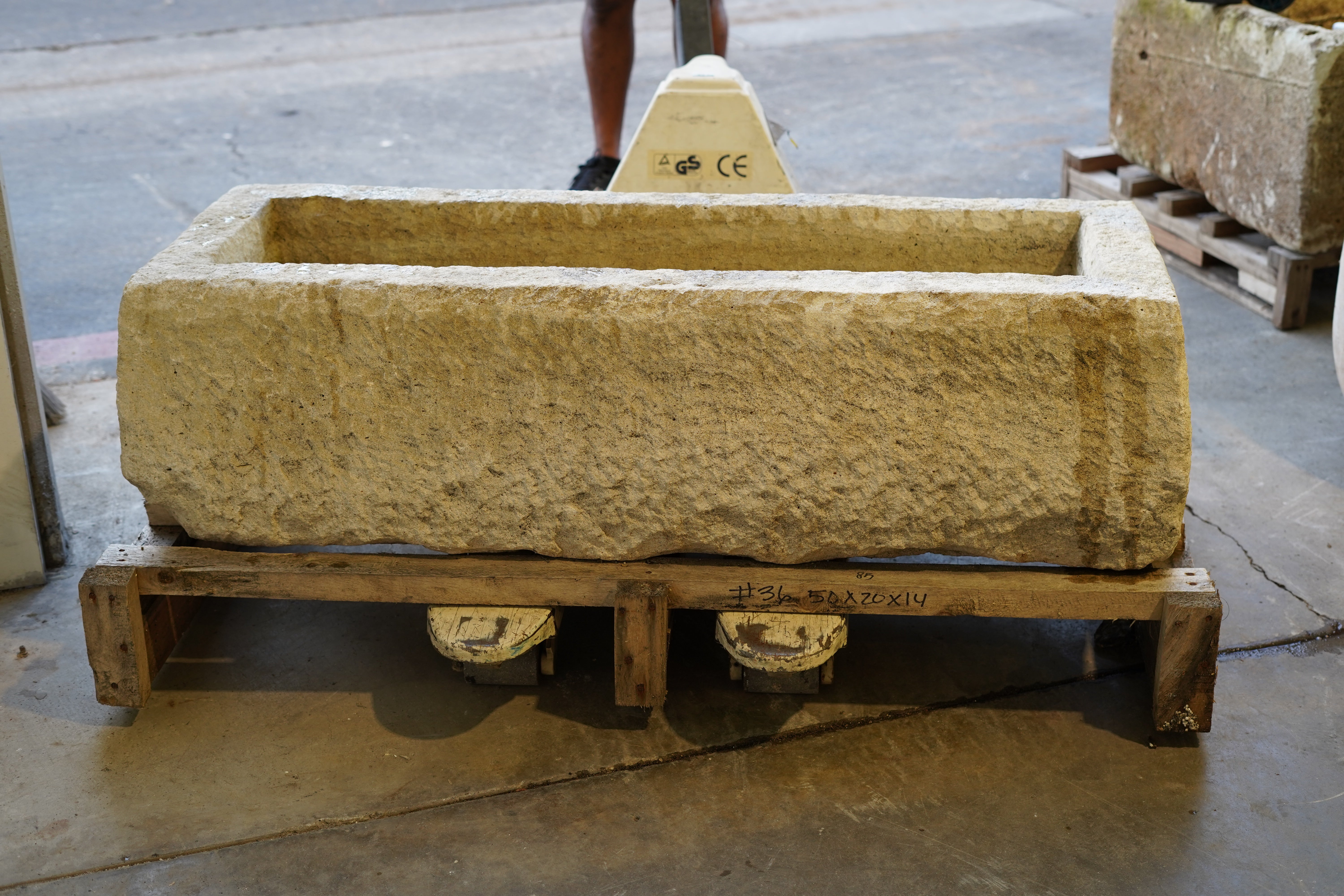 Antique Limestone Trough - 50" L x 20" W x 14" H (SOLD) - Trouvaille Imports
