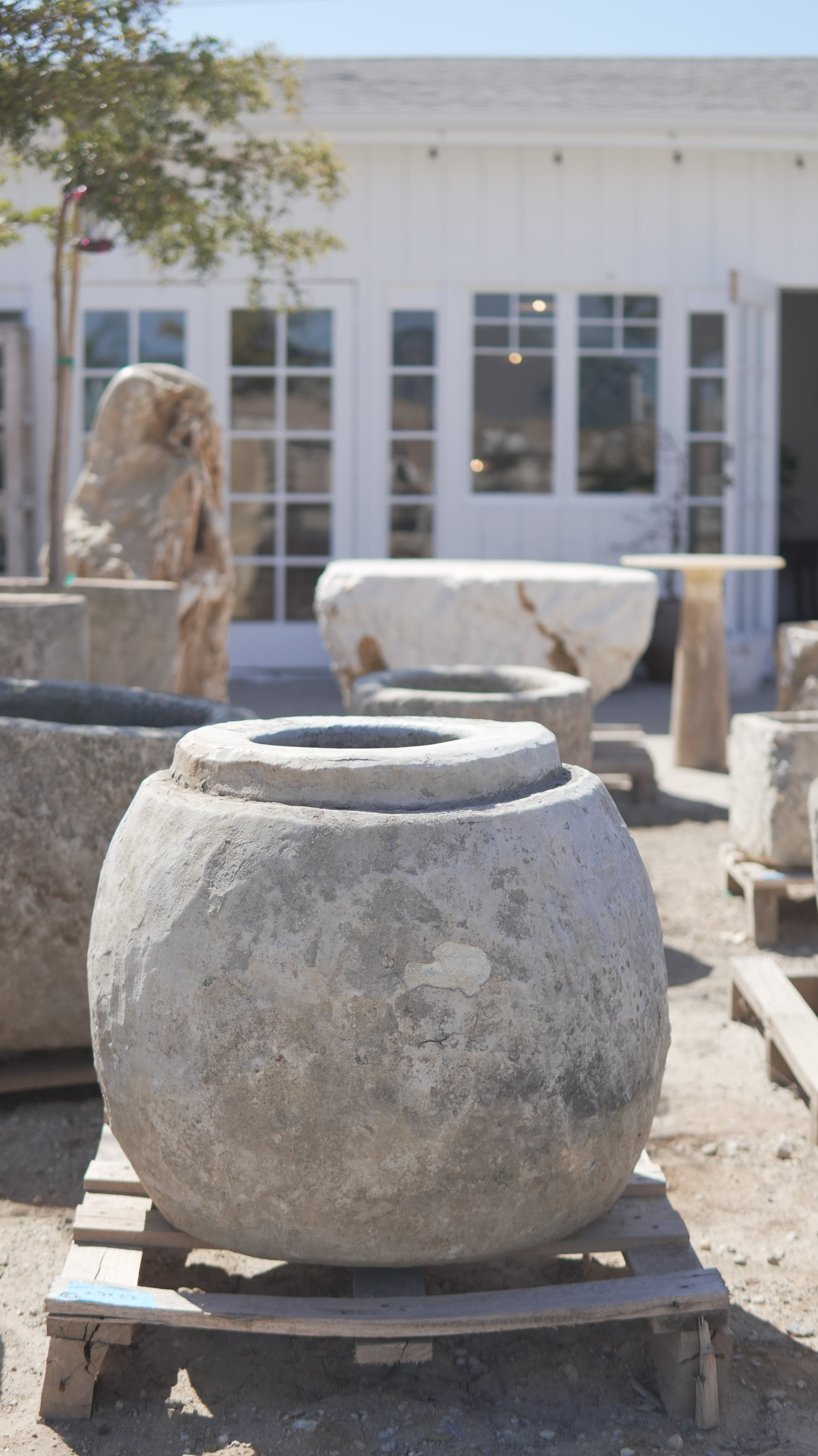 Antique Limestone Trough (23 Inches Height x 23 Inches Round)
