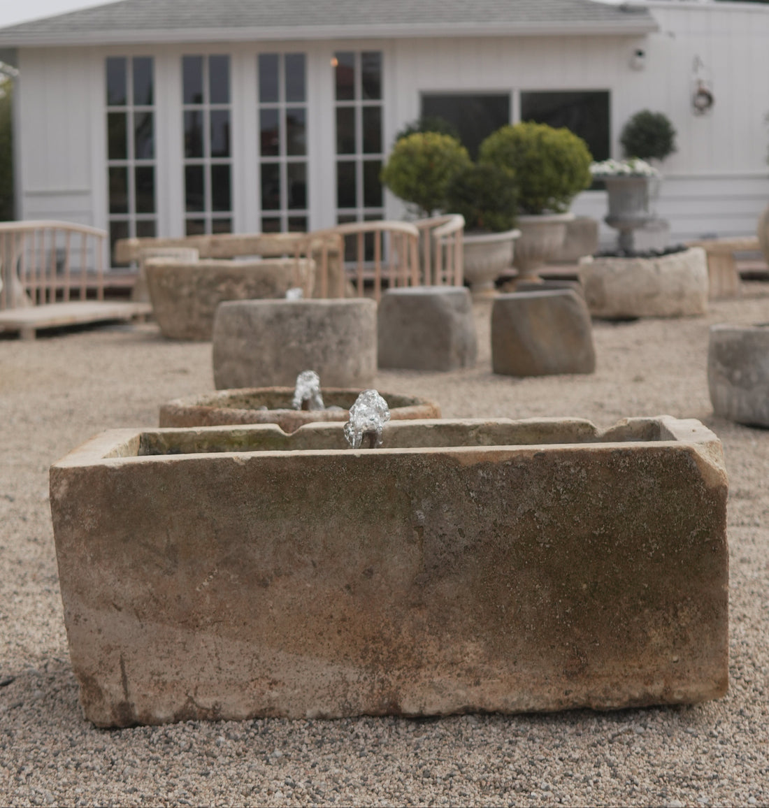 Antique Limestone Rectangular Fountain