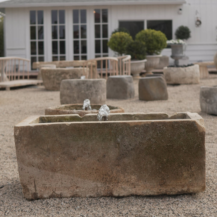 Antique Limestone Rectangular Fountain - Trouvaille Imports