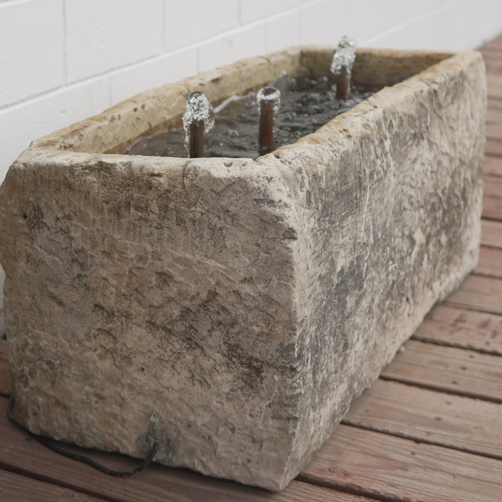 Antique Limestone Rectangular Fountain - Trouvaille Imports