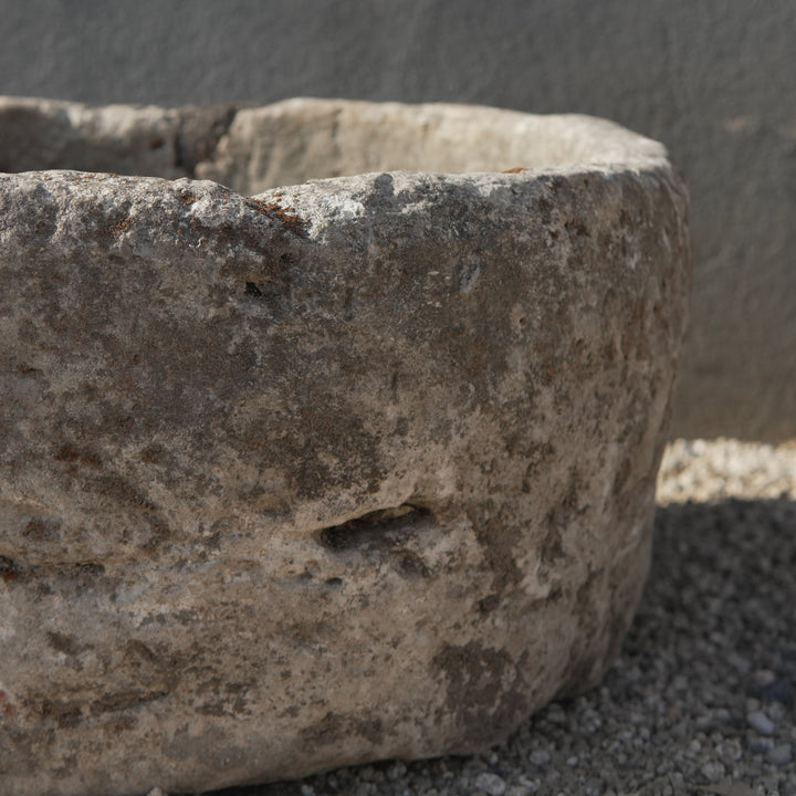 Vintage Limestone Round Trough - 24 Inches Round x 11 Inches Height