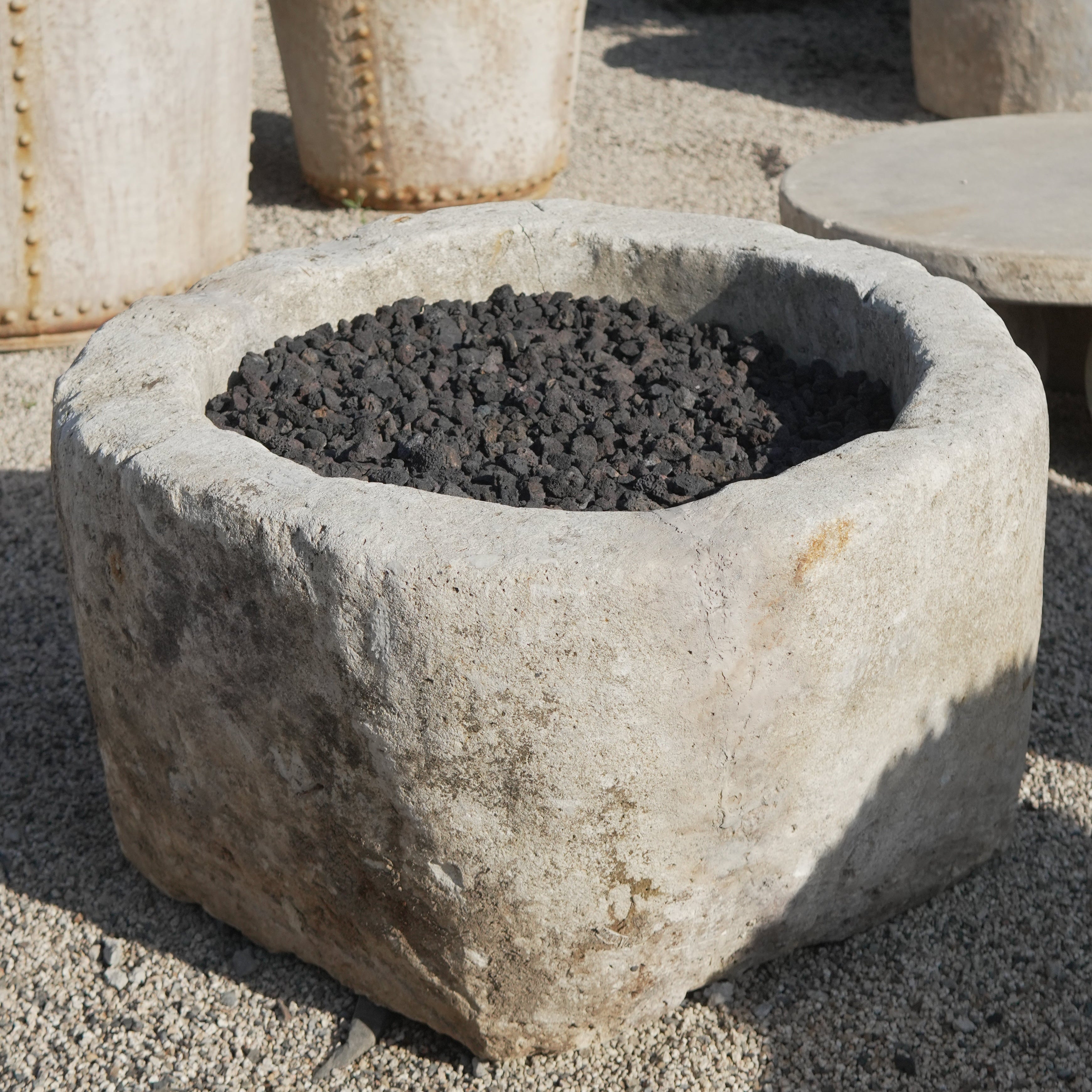 Vintage Limestone Fire Pit - Trouvaille Imports