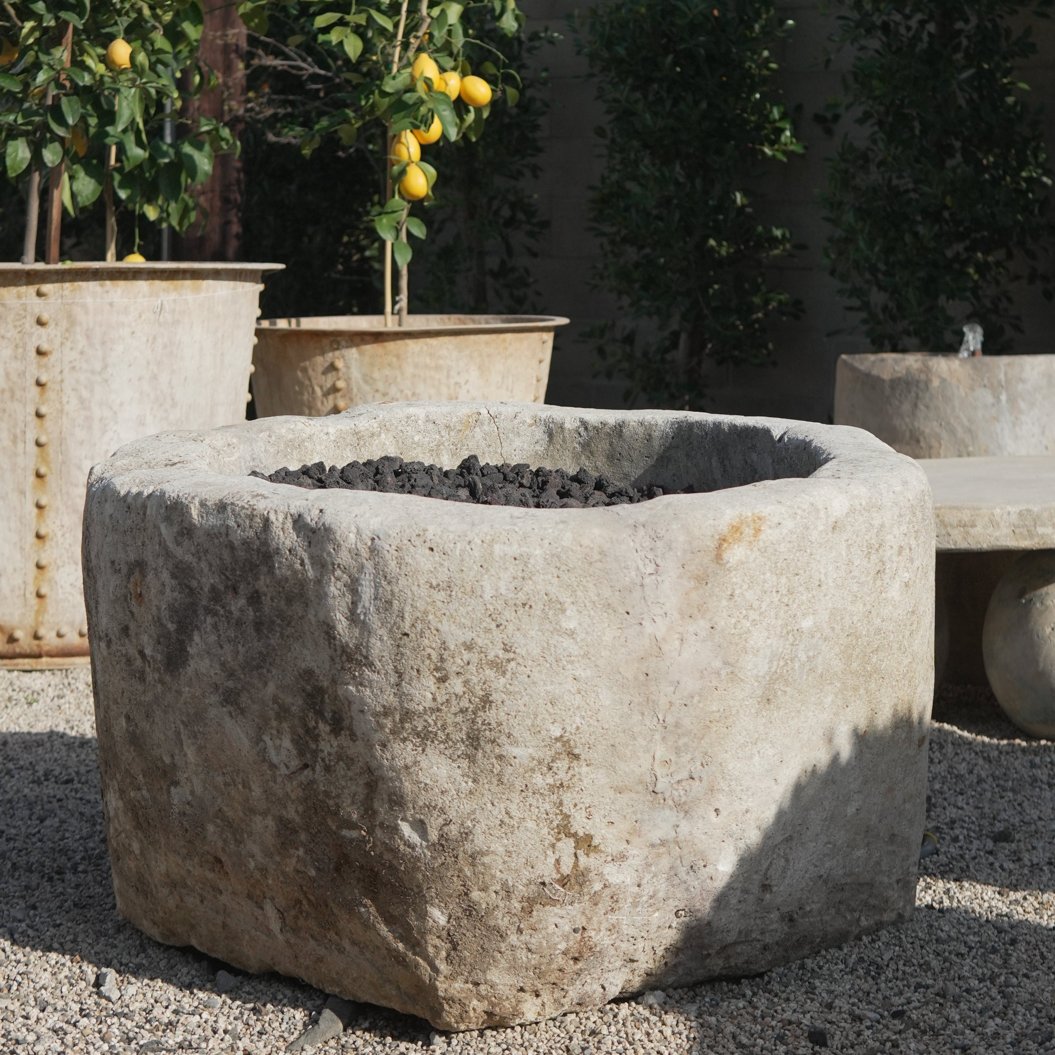 Vintage Limestone Fire Pit - Trouvaille Imports
