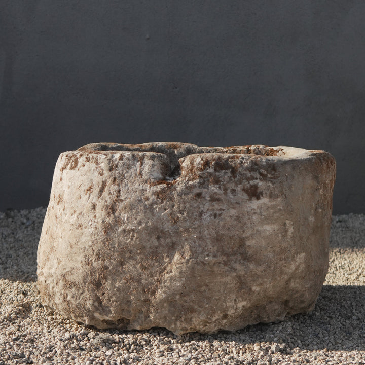 Vintage Limestone Round Trough - 23 Length x 18 Width x 14 Height