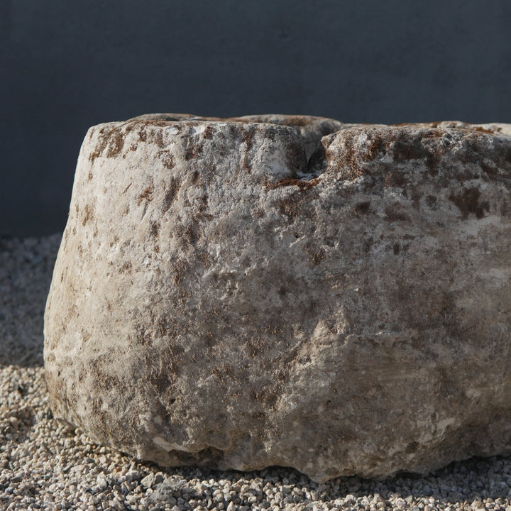 Vintage Limestone Round Trough - 23 Length x 18 Width x 14 Height