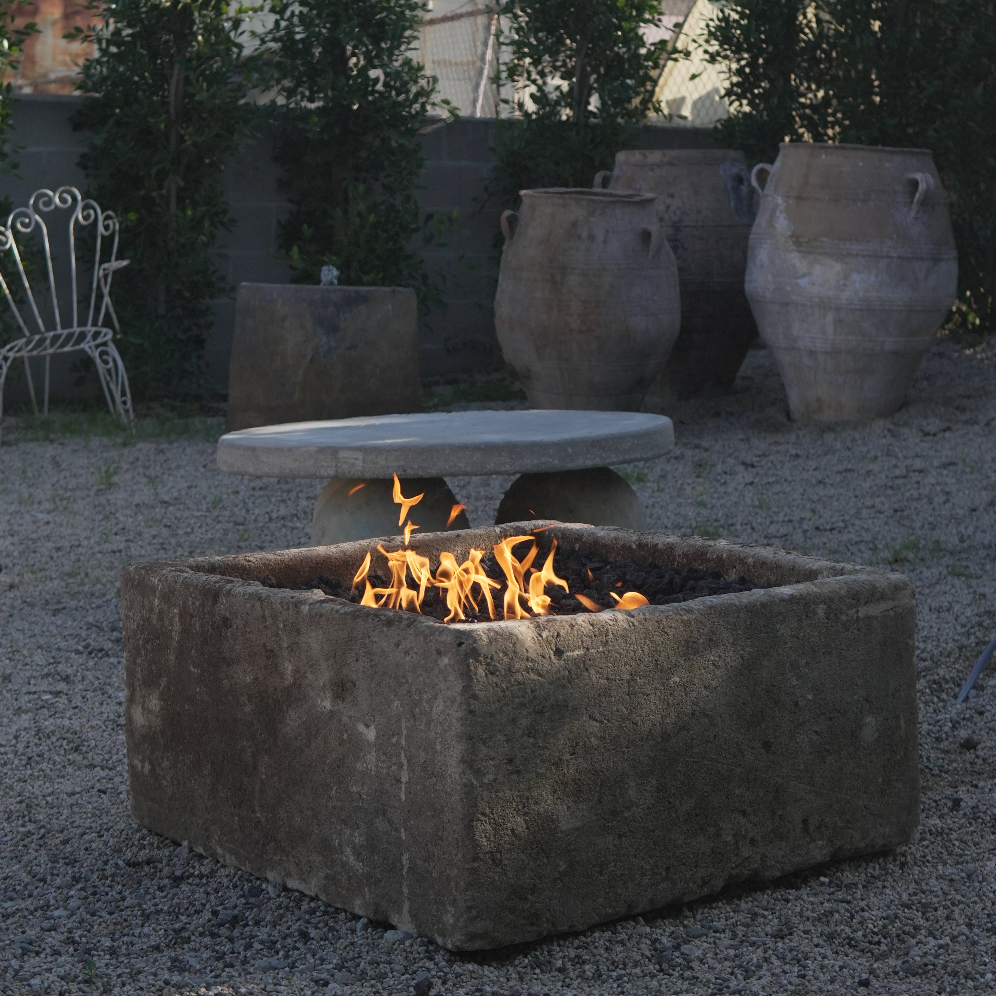 Vintage Limestone Fire Pit (31 × 30 × 15 in)