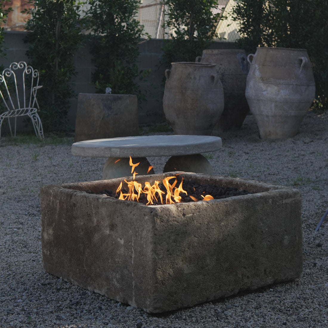 Vintage Limestone Fire Pit (31 × 30 × 15 in)